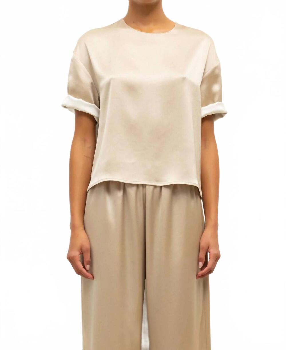 NEW LESET barb contrast tee in sand